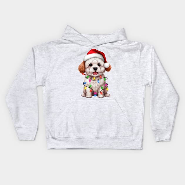 Christmas Bichon Frise Kids Hoodie by Chromatic Fusion Studio